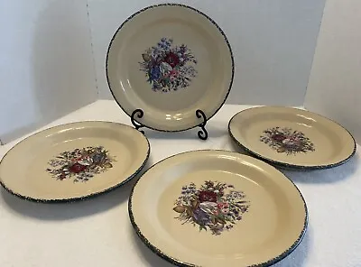 Set Of Four Vintage Home And Garden Party Floral Stoneware Dishes Plates Retired • $32.95