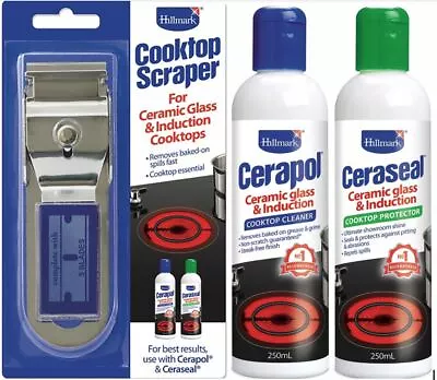  Hillmark Ceramic Glass & Induction Cooktop Scraper Cleaner  Protector Pack • $36.89