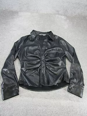 Zara Jacket Womens Large Black Faux Leather Button Up • $34.99