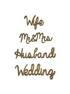 8x Wife Husband Wedding Words 7cm Wood Craft Embelishments Laser Cut Shape MDF • £3.15