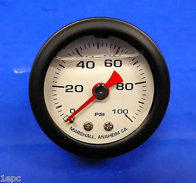 Marshall Gauge 0-100  PSI Fuel Oil Gas Pressure White Black Casing 1.5  Liquid • $24.73