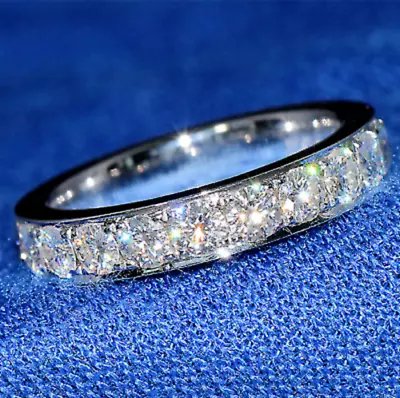 2Ct Round  Moissanite Full Eternity Band Engagement Ring 14K White Gold Plated • $111.99