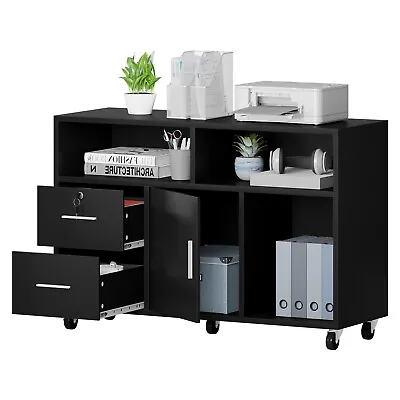 $83.99 • Buy Modern Filie Cabinet With 2 Drawers Mobile Printer Stand W/ Open Shelves Storage