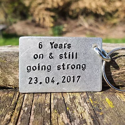 6 Years On Keychain Keyring 6th Wedding Anniversary Gifts Iron Husband Wife Cute • £12.99