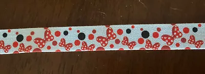 1 Yard 5/8” Disney Minnie Mouse Red Polka Dot Bows Fold Over Elastic Hair Ties • $1.25