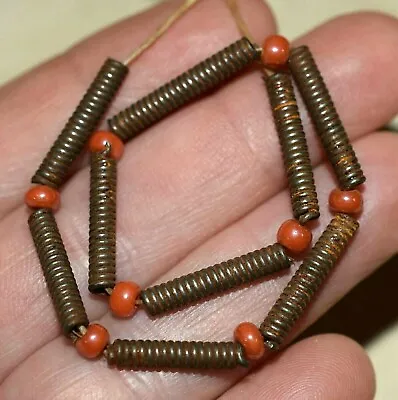 Antique Handmade African Coiled Copper Wire Metal Coil Beads Nigeria Trade Beads • $8.80