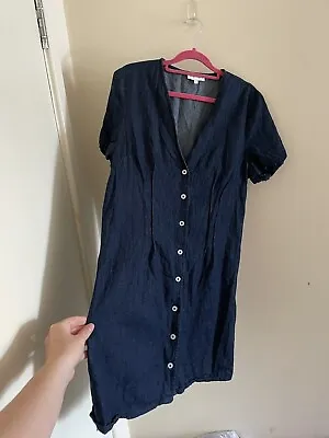 £4.50 • Buy Warehouse Denim V Neck Button Up Dress Size 14 New