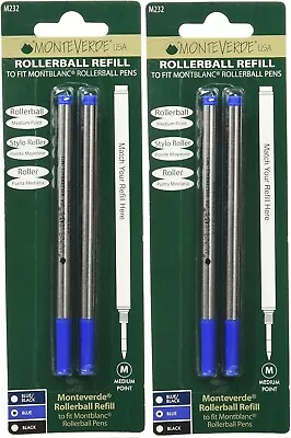 Monteverde Rollerball Refills To Fit Montblanc Capped Pens Medium M23 2 Packs • $14.95