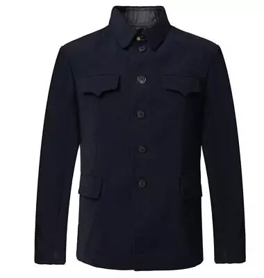 Mens Turn Down Mao Chinese Blazer Collar Tunic Jacket Suit Single Breasted Plus • $47.14