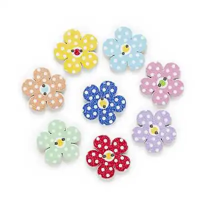 30pcs Flower Wood Buttons For Sewing Scrapbooking Clothing Headwear Decor 20mm • $3.79