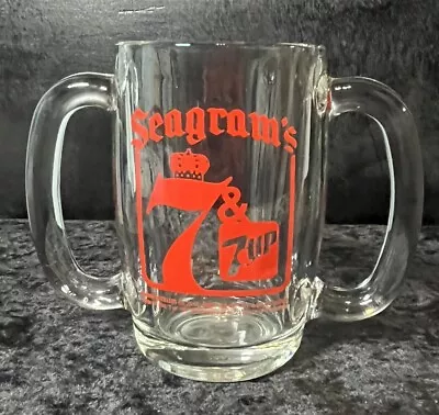 Vintage 1981 Seagram’s 7 And 7 - Up Double Handled In Red Graphics Glass/Mug • £24.13