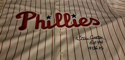 Steve Carlton Signed Phillies Majestic Jersey W/ HOF SO JSA Size 56 JSA W656371 • $249.99