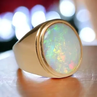 Fire Opal Men Ring 14k Gold Ring Personalized Wedding Ring Signet Men's Ring • $60