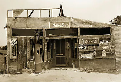 1939 Country Store & Gas Station Oklahoma Vintage Old Photo 8.5  X 11  Reprint • $13