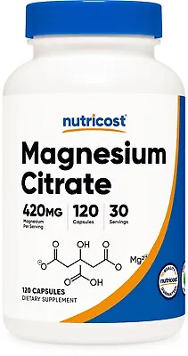 Nutricost Magnesium Citrate 120 Capsules 420mg 30 Servings - Gluten Free • $12.95