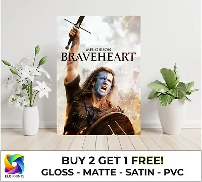 A1 LAMINATED Braveheart Classic Movie Large Poster Art Print Gift • £14.99