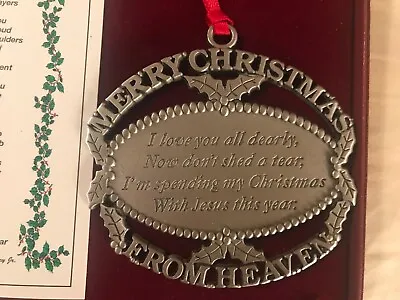 Christmas Ornament Pewter Merry Christmas From Heaven Mooney CH1313 • $9.99