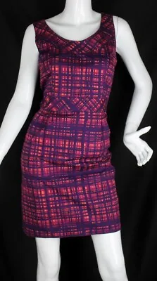 $24.50 • Buy MERONA Sheath Dress Purple Striped Pattern Cotton Lined Party/Dressy/Work ~12