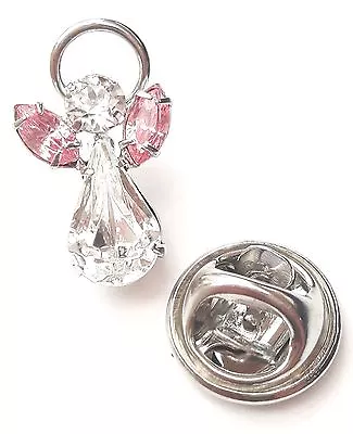 £7.50 • Buy Elements Birthstone Guardian Angel Pin/Badge October Rose & Swarovski Crystal 