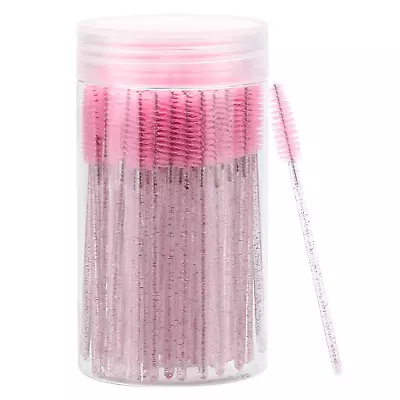 100 Pcs Disposable Mascara Wands Crystal Eyebrow Spoolies Brush For Eyelash Ext • $11.99