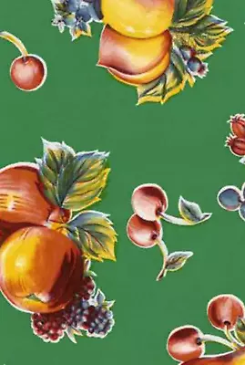 Oilcloth Fabric Pears & Apples Green Pattern Sold In Yard Or Bolt • $13.99