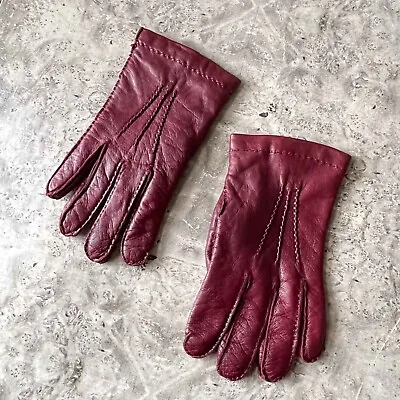 Vtg Brooks Brothers LAMBSKIN Leather CASHMERE LINED Men's Gloves Large Burgundy • $150