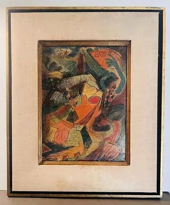 Mid Century Modernist Post War Painting Signed Olga “Circus 3” • $650