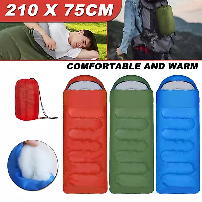 Single Sleeping Bag 4 Season Waterproof Outdoor Camping Hiking Envelope Zip Bags • £14.99