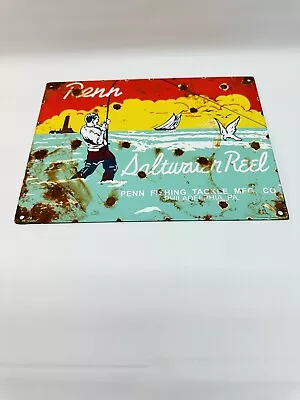 Penn Fishing Saltwater Reels Vintage Style Porcelain Sign • $92.99