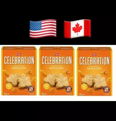 3 Boxes Leclerc Celebration Maple Leaf Creme Cookies 350g Each -Canada FAST SHIP • $23.99