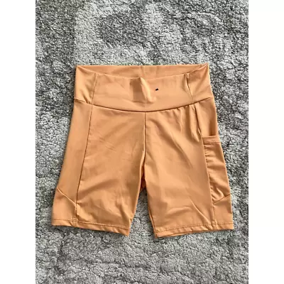 Marilyn Monroe Womens Biker Short Orange Mid Rise Stretch Pockets Running M • $14.57