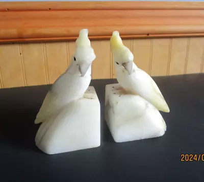 Antique Italian Alabaster Cockatoo Bird Bookends • $125