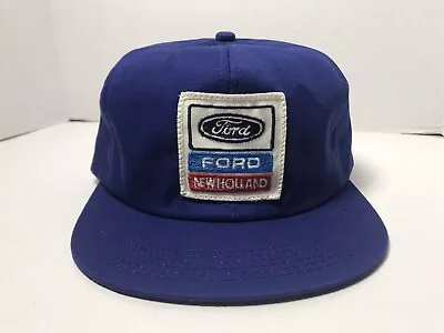 FORD NEW HOLLAND TRACTOR FARMER K-PRODUCTS SNAPBACK Vintage CAP HAT ROYAL BLUE • $146.93