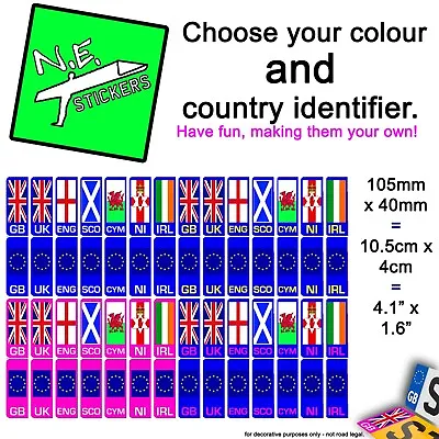 Car Number Plate Vinyl Sticker (s) Choose Country Flag GB UK EU IRL SCO NI CYM • £0.99