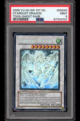 Stardust Dragon 2008 PSA 9 MINT Ghost Rare 1st Edition TDGS-EN040 Yugioh • $3999.99