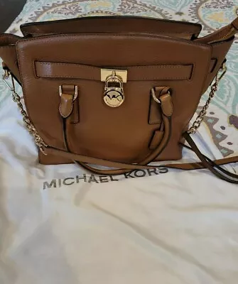 Michael Kors Hamilton Satchel Brown Luggage Gold Lock Hardware EUC CLEAN CLEAN! • $115