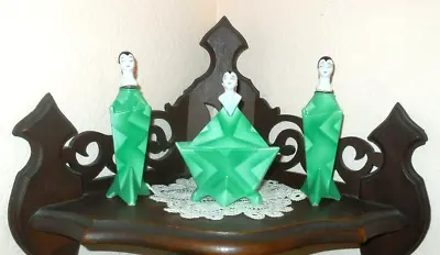 6pc Antique Bavarian Art Deco Flapper Lady Vanity Set Perfume Bottles Powder Jar • $450