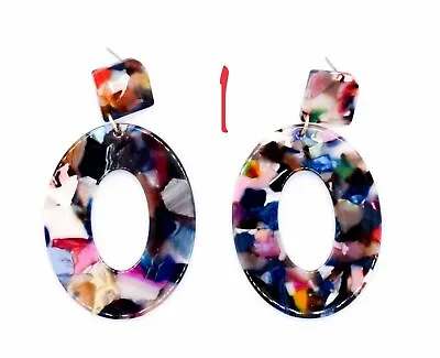 £5.34 • Buy New Acrylic Fashion Statement Earrings Tortoise Shell Acetate Drop Boho Style UK