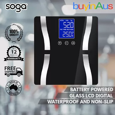 SOGA Digital Body Fat Scale Bathroom Scale Weight Gym Water Glass LCD Electronic • $29.90