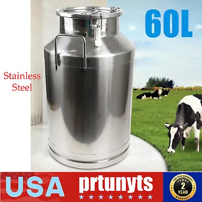 60L Milk Container Stainless Steel Milk Can  /Milk Can Food W/ Sealed Lid New • $131.10