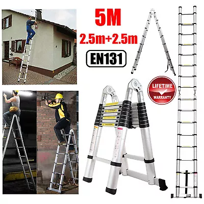 16.5FT Aluminum Multi-Purpose Telescopic Ladder Extension Foldable Tall 5m EN131 • $117.43