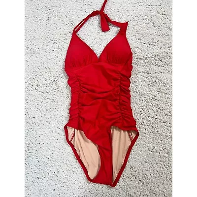 J. Crew Women Size 6 Red Halter Neck Swimsuit • $16.88
