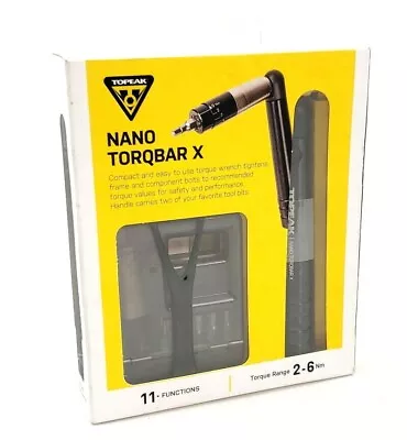 Topeak Nano Torqbar X Torque Wrench T25 T20 5 4 3 Mm 2-6 Nm Range Bits Case • $49.83