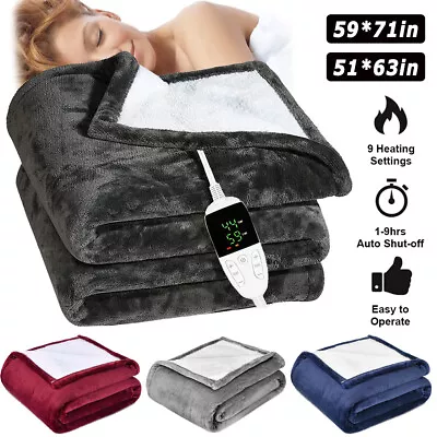 Luxurious Electric Heated Throw Soft Fleece Grey Over Blanket Double Single Uk • £35.99