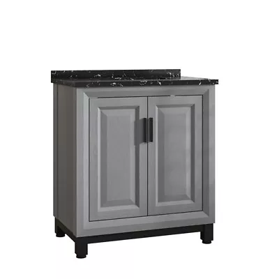LIVILAND 30  Freestanding Vanity With Marble Top And Storage Cabinet - Gray • $327.17