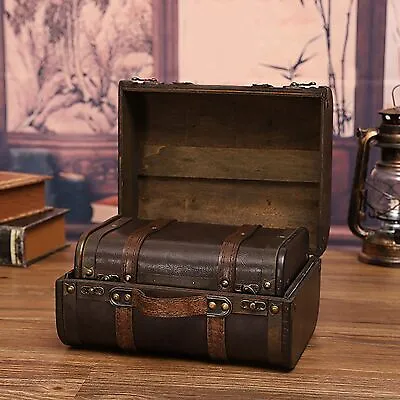 Retro Wooden Suitcase Vintage Travel Suitcase Photography Props Suitcase • $31.46