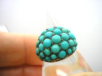 £550 • Buy Antique 18ct Gold Real Turquoise Boule Dome Style Ring Size O