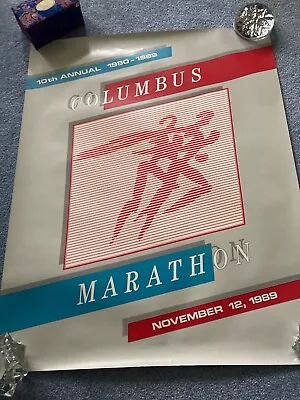 Columbus Ohio Marathon Poster 1989 Original Owner 28 X 22 Excellent Condition • $24