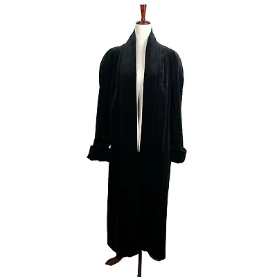 JS Collection Vintage Coat Womens Small Velvet Long Black Swing Opera Evening • $54.99