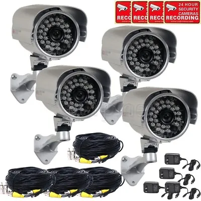 4 X Security Camera 700TVL W/ 28 IR LEDs Wide Angle Lens & Video Cable Power Wwf • $614.90